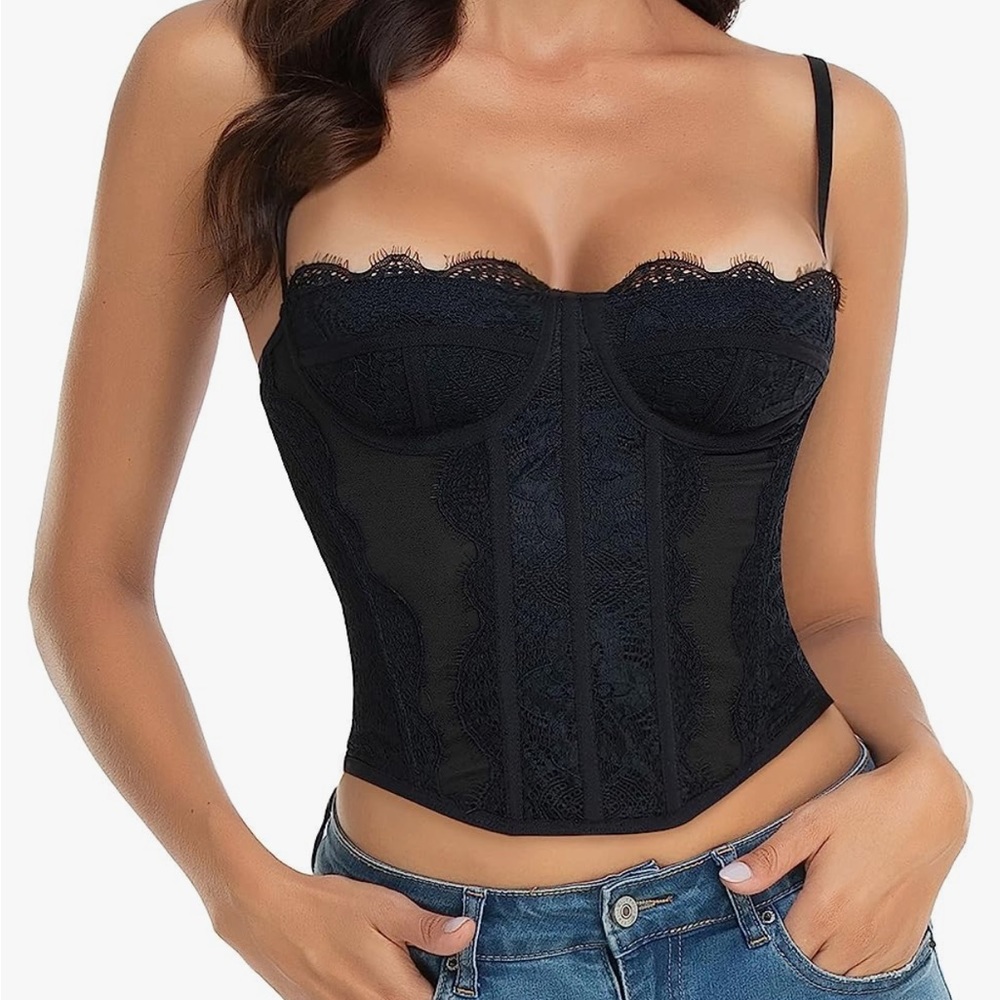 Lace corset top black medium